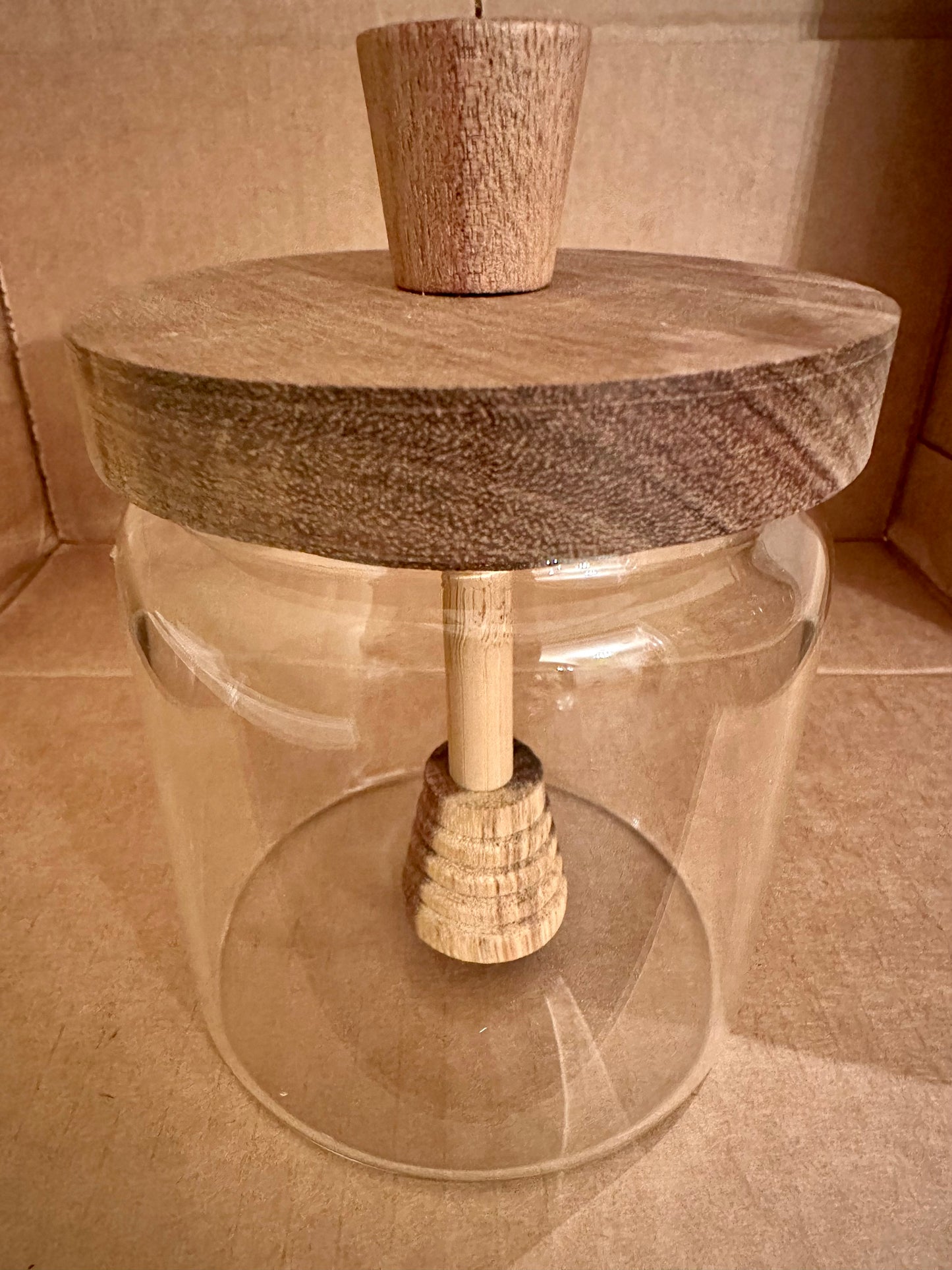Honey Pot with Wooden Dipper and Lid