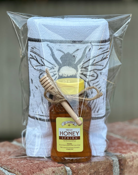 Bee Tea Towel + Honey